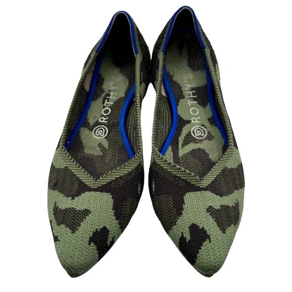 Rothy's Shoes - Rothy's The Point Olive Camo Knit Pointy Toe Ballet‎ Flats Womens Size 9